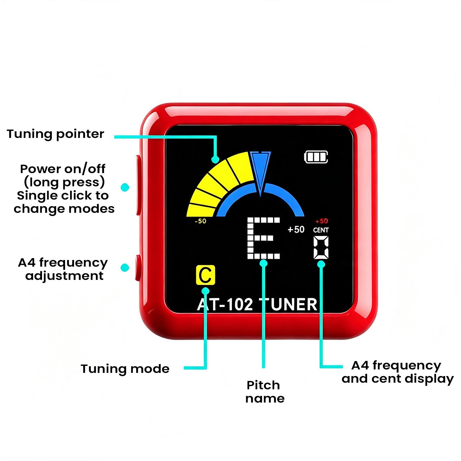 Guitar Tuner Clip - Gitaarstemmerclip Oplaadbaar Hoge Gevoeligheid LCD-Display Tool
