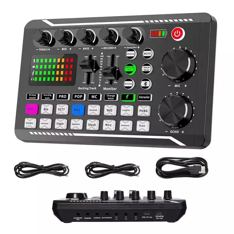 Audio Music Voice Changer - F998 Live Geluidskaart Audio Tuner Treble
