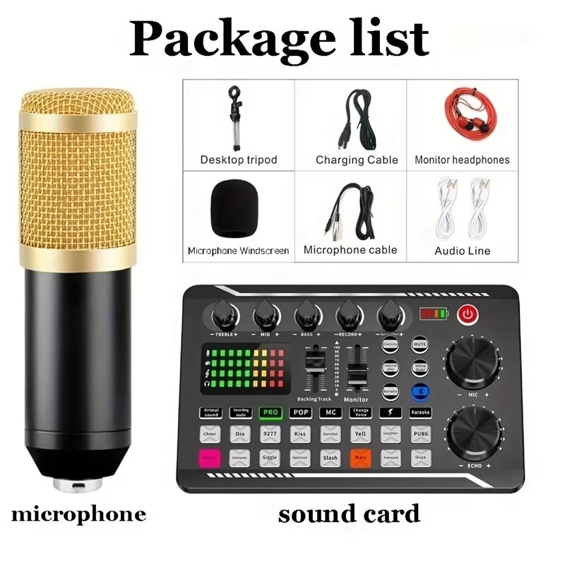 Audio Music Voice Changer - Condensatormicrofoon Professionele microfoon Draadloze Bluetooth-geluidsmixerkaart voor