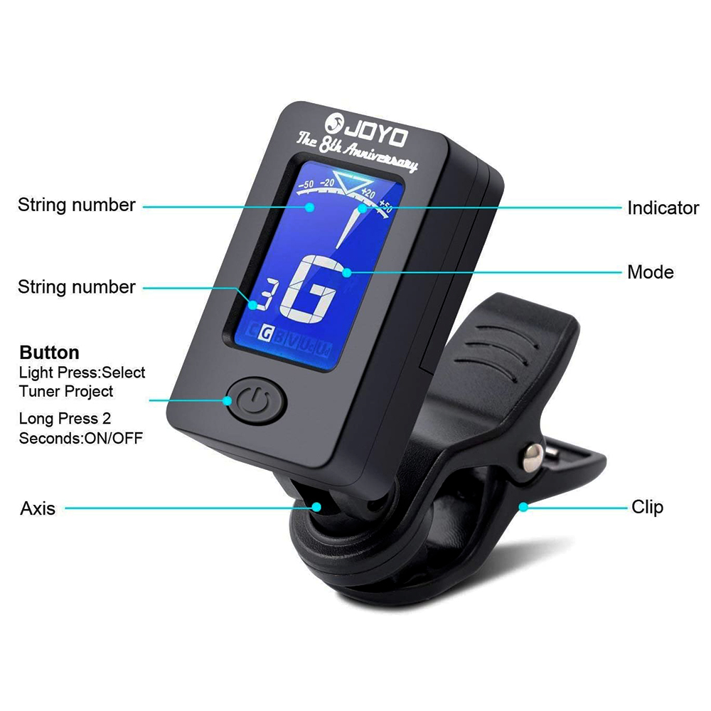 JOYO Gitaartuner JT-01 360 gra - Guitar Tuner Clip recensie en prijs
