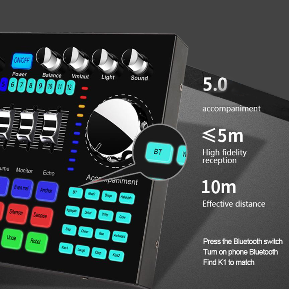 K1 Audio Mixer Live Sound Card - Audio Music Voice Changer recensie en prijs